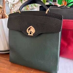 Kate Spade Black and Dark Green Backpack